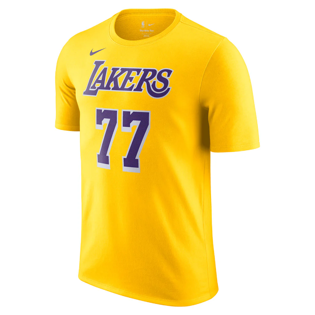 NBA Los Angeles Lakers Luka Don€�i€à Nike Icon Name & Number T-Shirt - Gold - Image 2