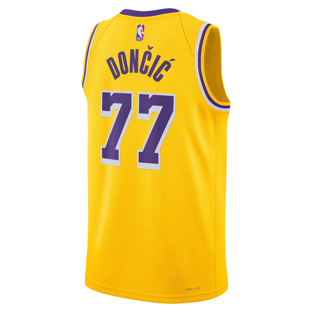 NBA Los Angeles Lakers Luka Doncic Nike Icon Swingman Jersey - Gold - Image 3