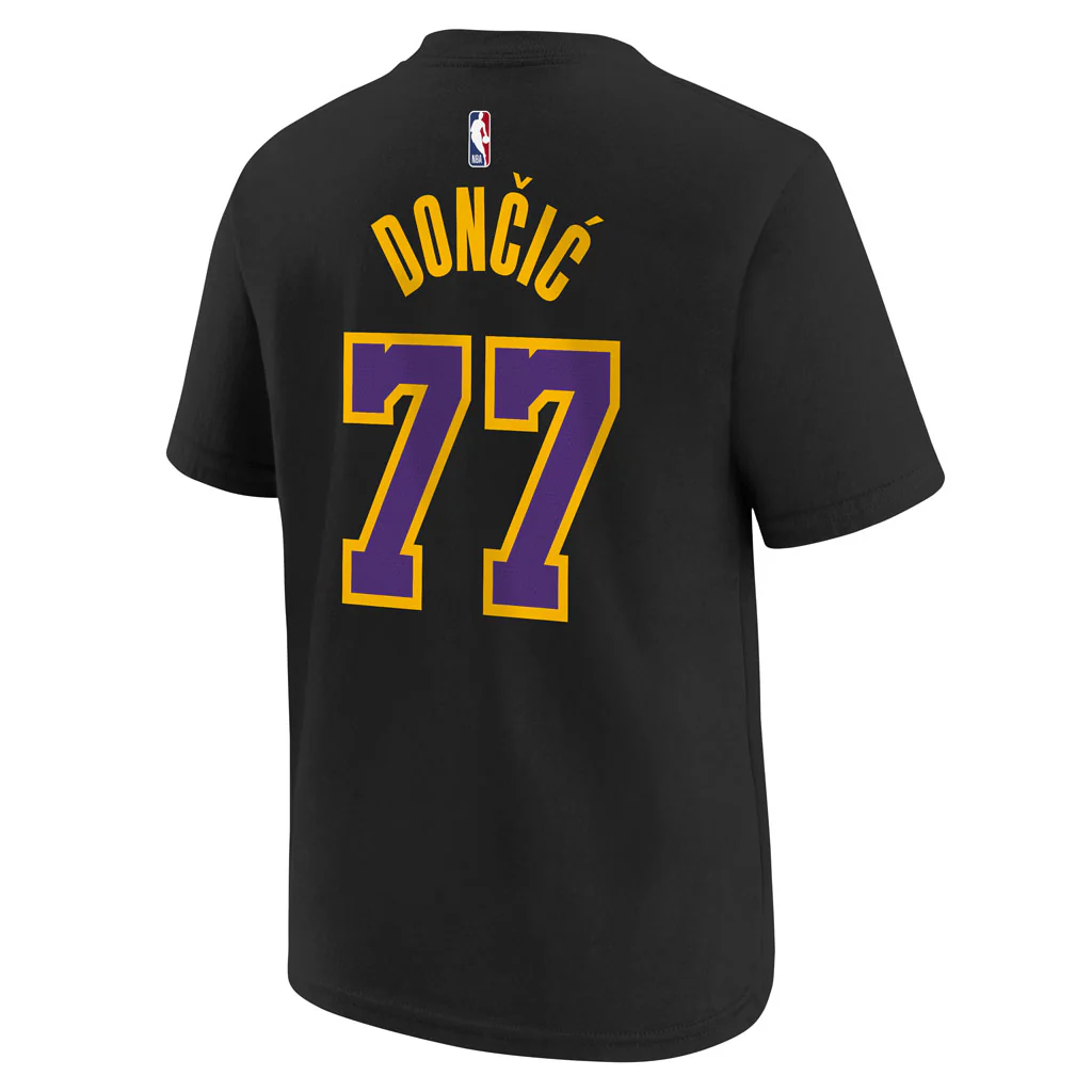NBA Los Angeles Lakers Luka Dončić Youth Nike 2025-26 City Edition Name & Number Tee - Black - Image 3