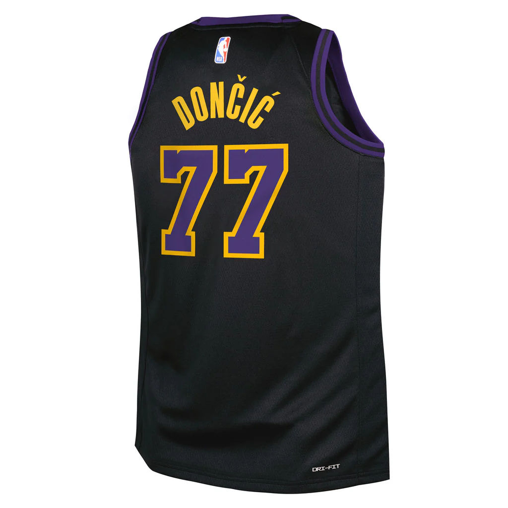 NBA Los Angeles Lakers Luka Dončić Youth Nike 2025-26 City Edition Swingman Jersey - Black - Image 3