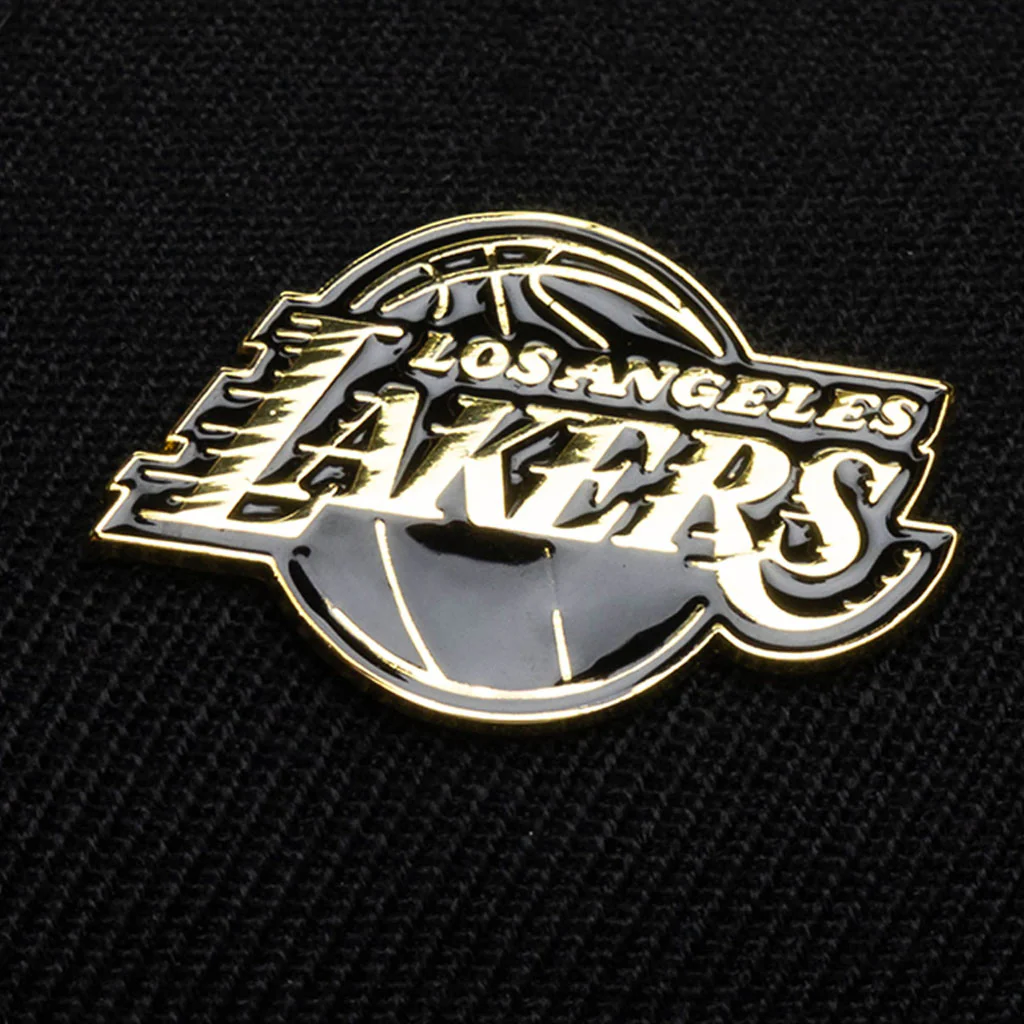NBA Los Angeles Lakers Mitchell & Ness Pinned Gold Pro Snapback Hat - Black - Image 3