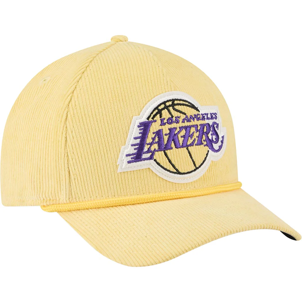 NBA Los Angeles Lakers New Era Corduroy 9FORTY A-Frame M-Crown Snapback Hat - Gold - Image 2
