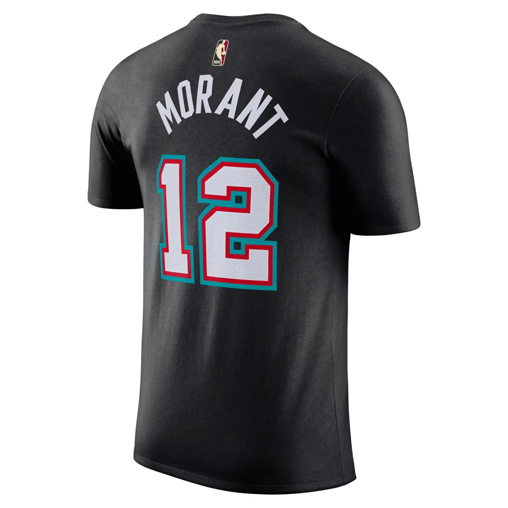 NBA Memphis Grizzlies Ja Morant Nike 2025-26 Hardwood Classics Name & Number T-Shirt - Black - Image 3