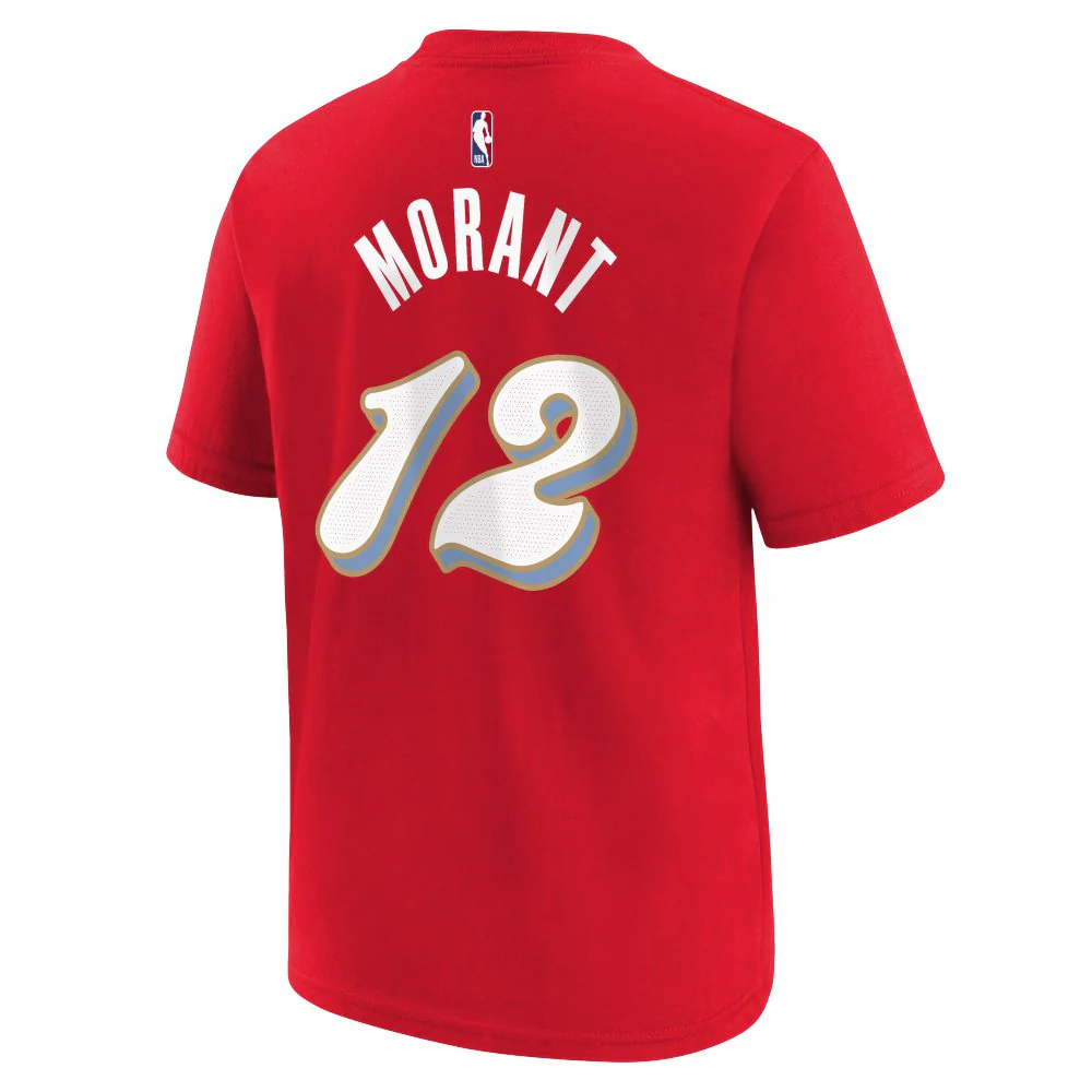 NBA Memphis Grizzlies Ja Morant Youth Nike City Edition 2024/25 Name & Number T-Shirt - Red - Image 3