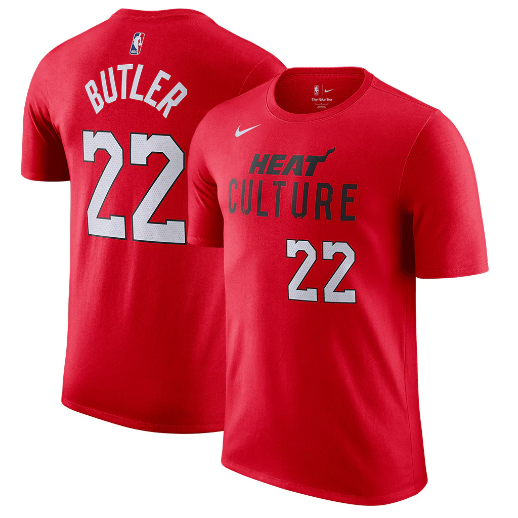 NBA Miami Heat Jimmy Butler City Edition 2025 Name & Number T-Shirt - Red