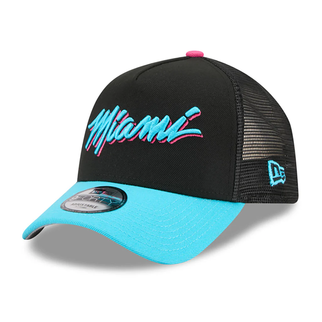 NBA Miami Heat New Era 2025-26 City Edition 9FORTY A-Frame Adjustable Hat - Black - Image 2