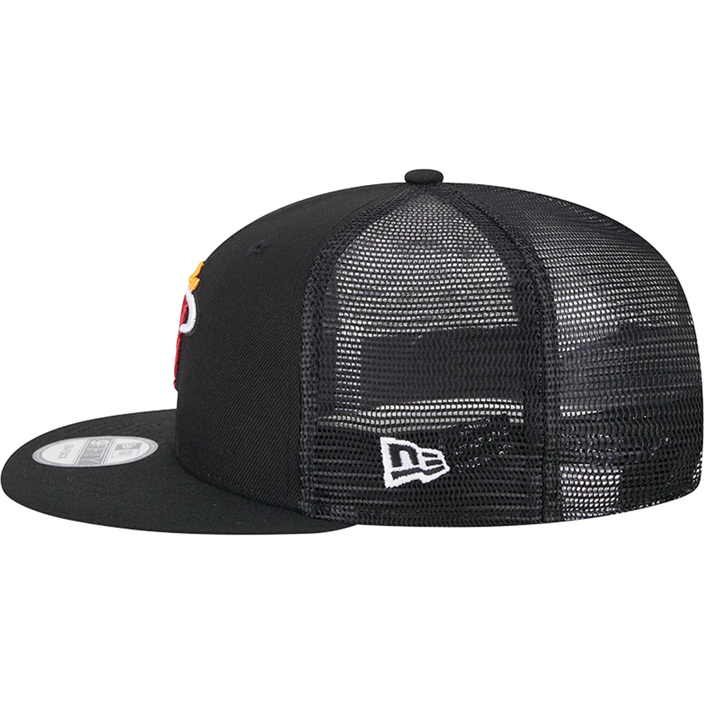 NBA Miami Heat New Era OTC Trucker 9FIFTY Snapback Hat - Black - Image 4