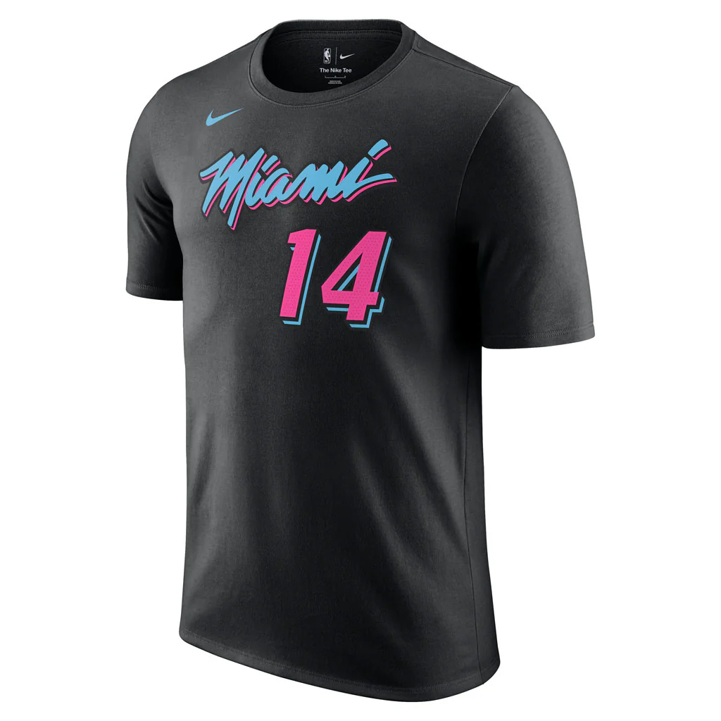NBA Miami Heat Tyler Herro Nike 2025-26 City Edition Name & Number T-Shirt - Black - Image 2
