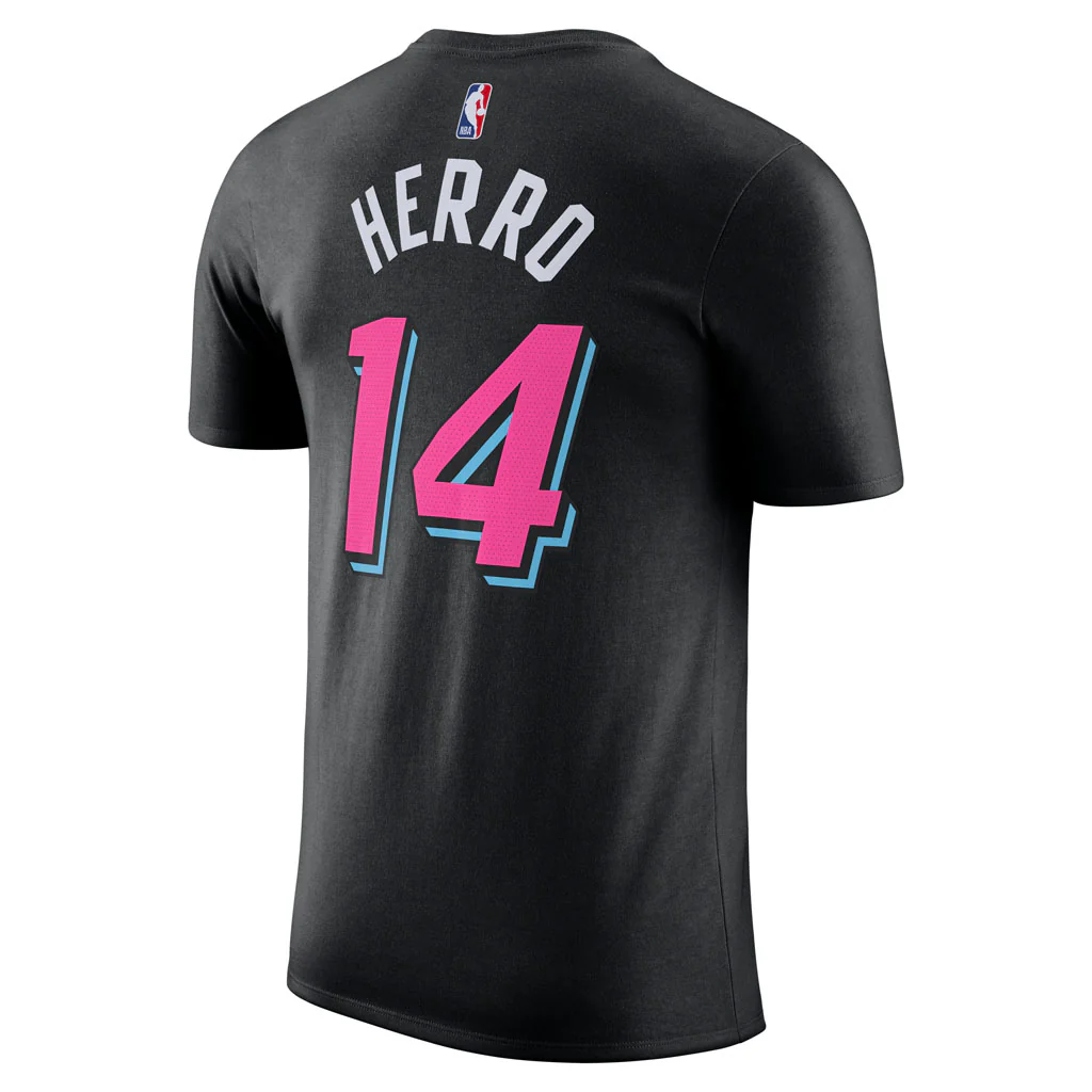 NBA Miami Heat Tyler Herro Nike 2025-26 City Edition Name & Number T-Shirt - Black - Image 3