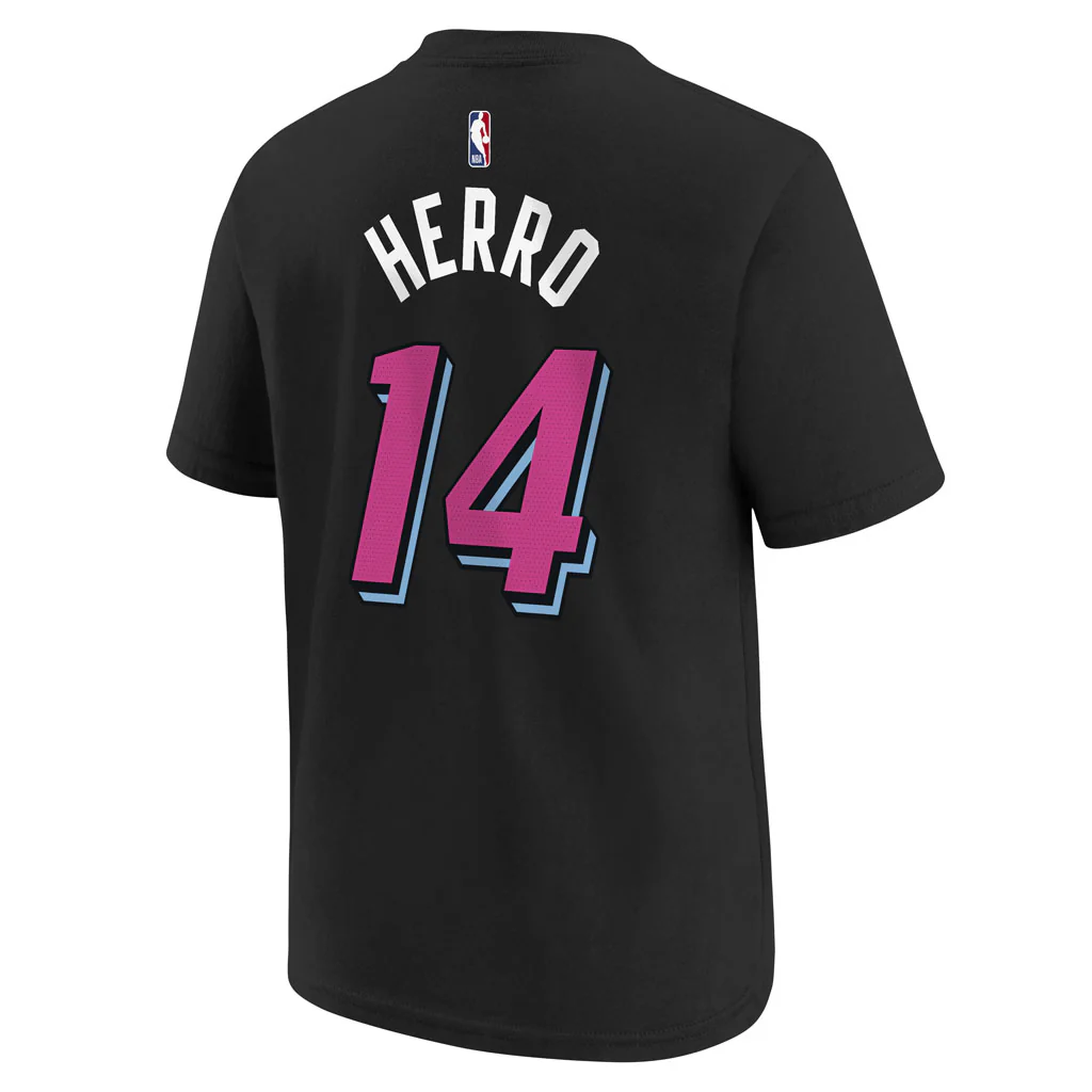NBA Miami Heat Tyler Herro Youth Nike 2025-26 City Edition Name & Number Tee - Black - Image 3