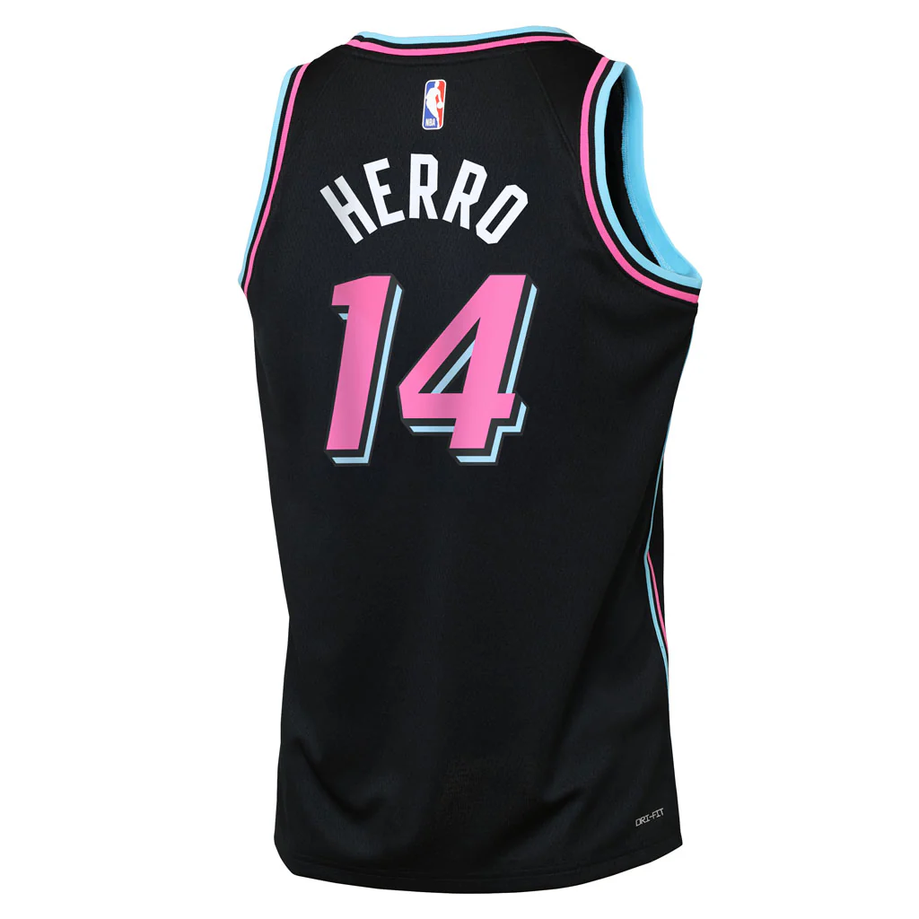NBA Miami Heat Tyler Herro Youth Nike 2025-26 City Edition Swingman Jersey - Black - Image 3