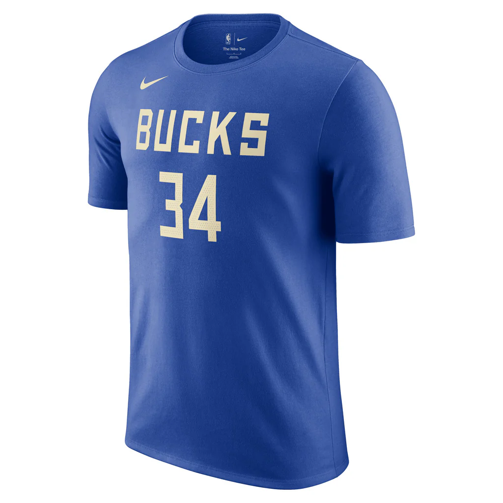 NBA Milwaukee Bucks Giannis Antetokounmpo City Edition 2025 Name & Number T-Shirt - Blue - Image 2