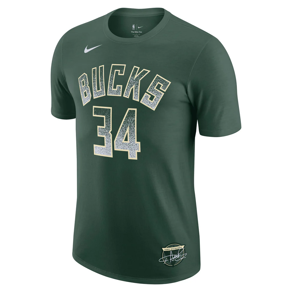 NBA Milwaukee Bucks Giannis Antetokounmpo Nike 2025 Select Series Name & Number T-Shirt - Green - Image 2