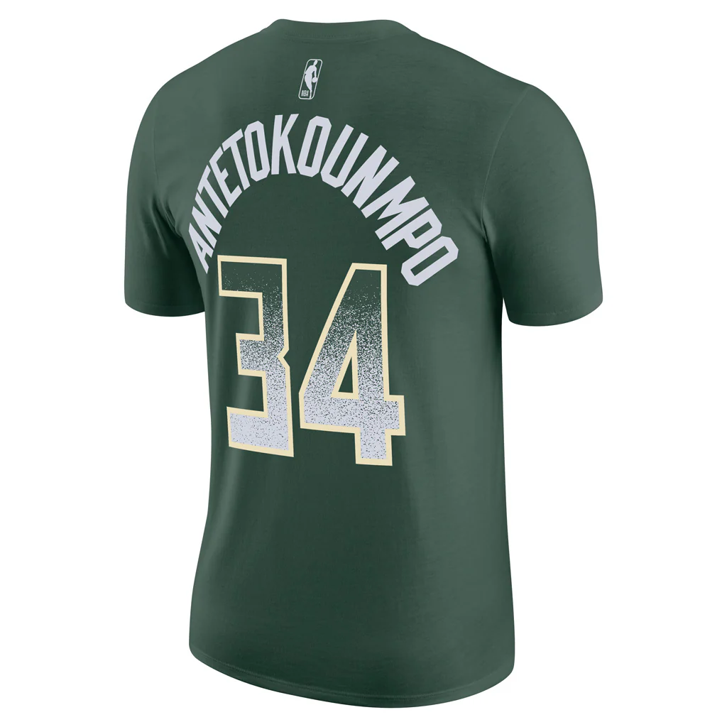 NBA Milwaukee Bucks Giannis Antetokounmpo Nike 2025 Select Series Name & Number T-Shirt - Green - Image 3