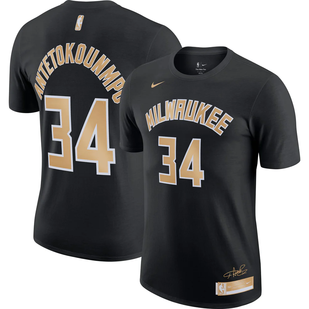 NBA Milwaukee Bucks Giannis Antetokounmpo Nike 2024 Select Name & Number T-Shirt - Black