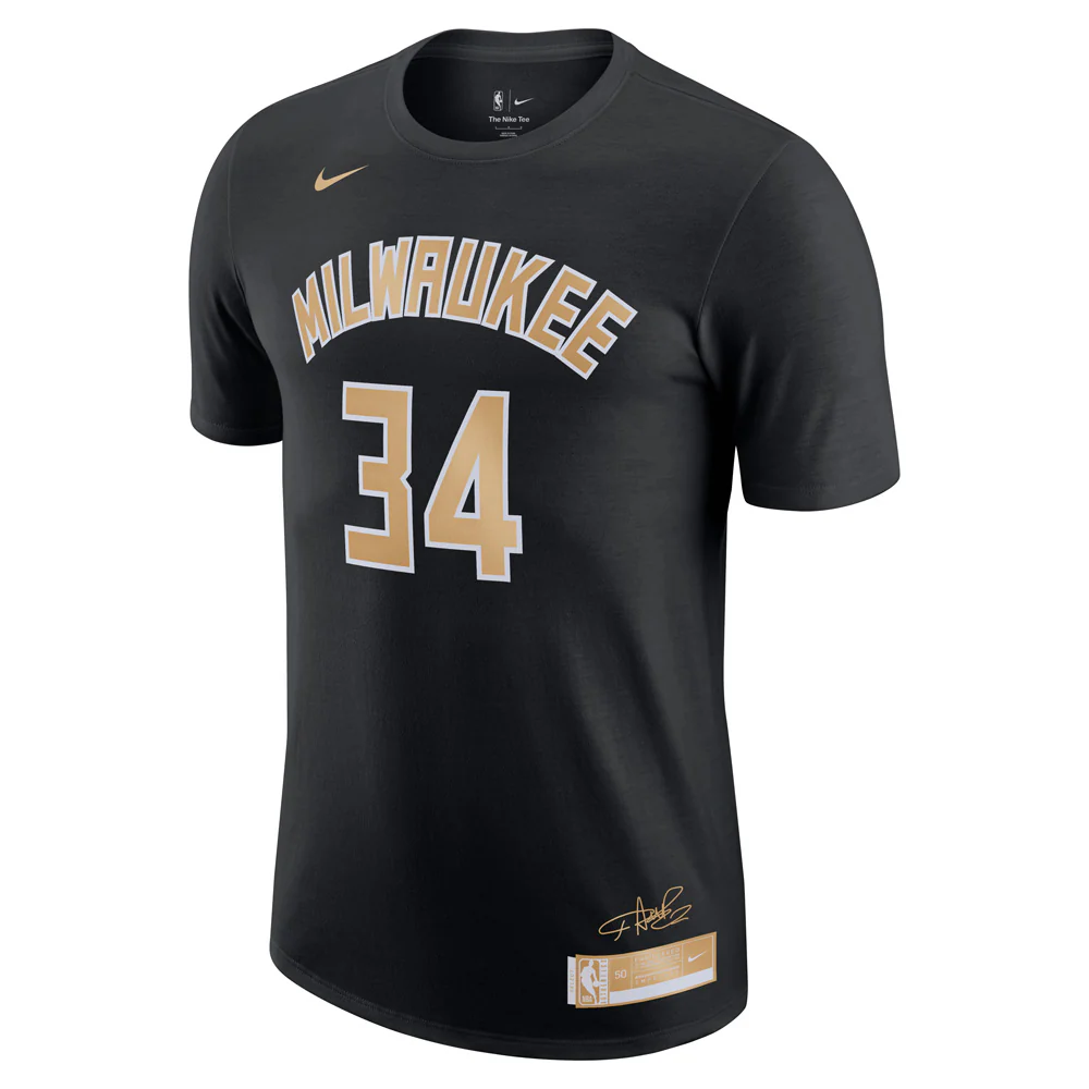 NBA Milwaukee Bucks Giannis Antetokounmpo Nike 2024 Select Name & Number T-Shirt - Black - Image 2