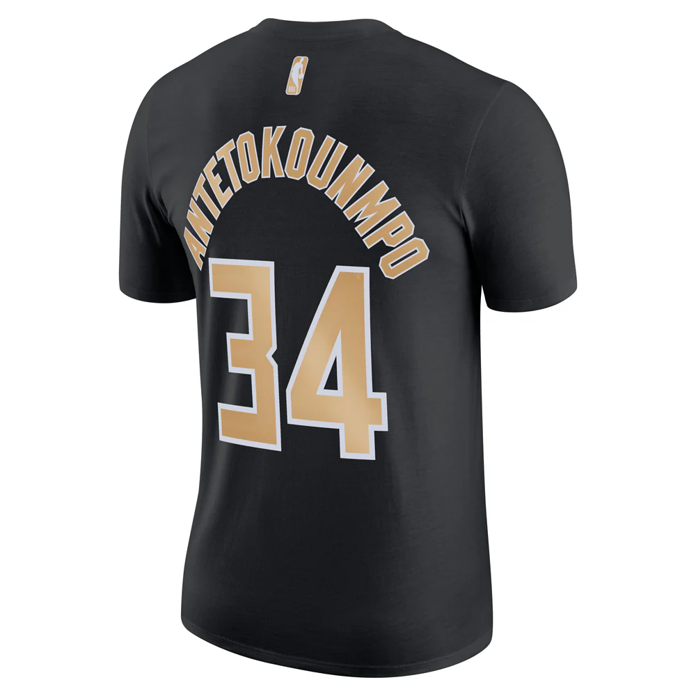 NBA Milwaukee Bucks Giannis Antetokounmpo Nike 2024 Select Name & Number T-Shirt - Black - Image 3