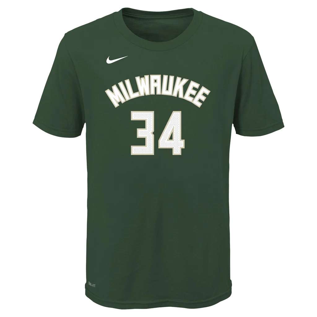 NBA Milwaukee Bucks Giannis Antetokounmpo Youth Nike Icon Name & Number T-Shirt - Image 2