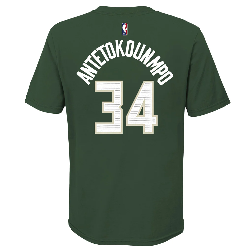 NBA Milwaukee Bucks Giannis Antetokounmpo Youth Nike Icon Name & Number T-Shirt - Image 3
