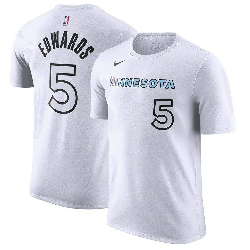 NBA Minnesota Timberwolves Anthony Edwards City Edition 2025 Name & Number T-Shirt - White