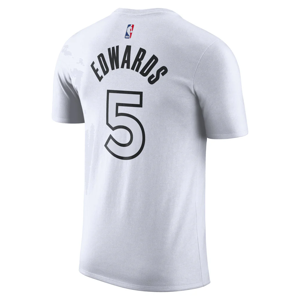 NBA Minnesota Timberwolves Anthony Edwards City Edition 2025 Name & Number T-Shirt - White - Image 3
