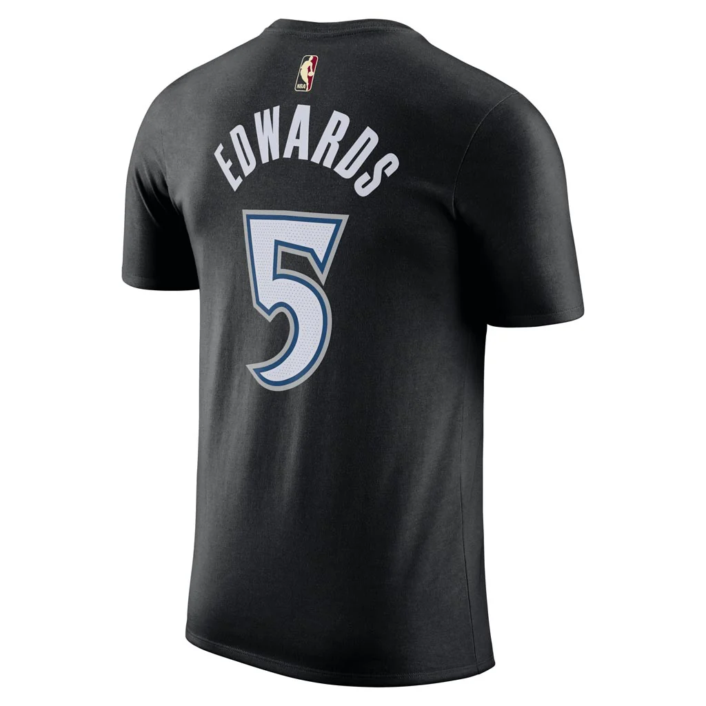 NBA Minnesota Timberwolves Anthony Edwards Nike 2025-26 Hardwood Classics Name & Number T-Shirt - Black - Image 3