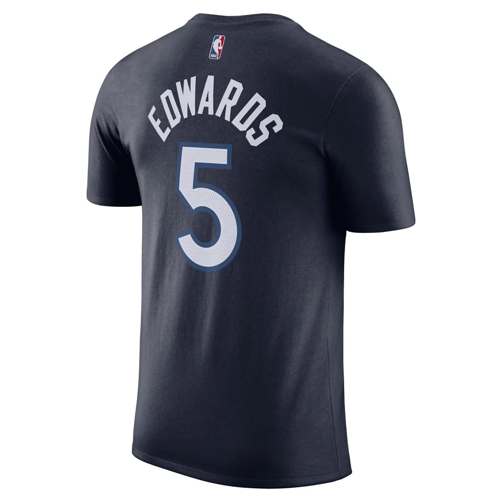 NBA Minnesota Timberwolves Anthony Edwards Nike Icon Name & Number T-Shirt - Navy - Image 3