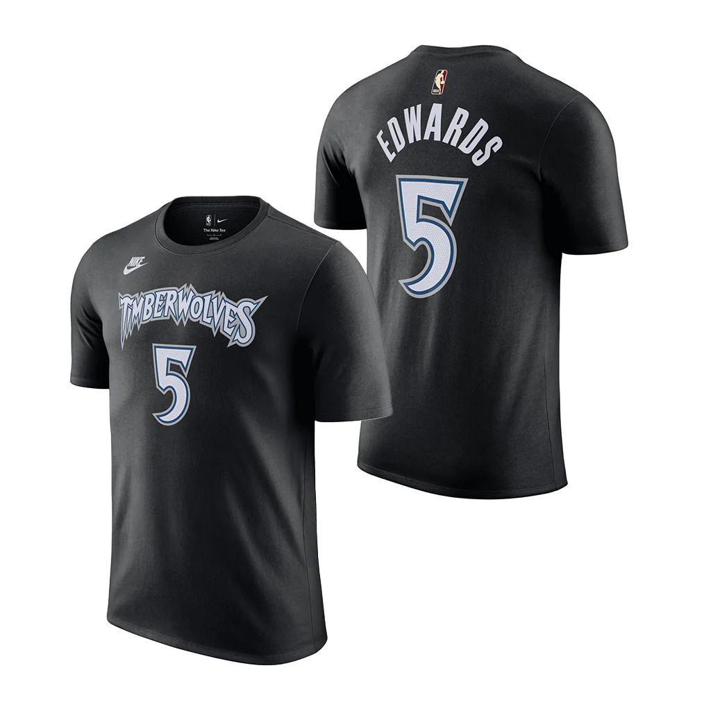 NBA Minnesota Timberwolves Anthony Edwards Youth Nike Hardwood Classics Name & Number T-Shirt - Black