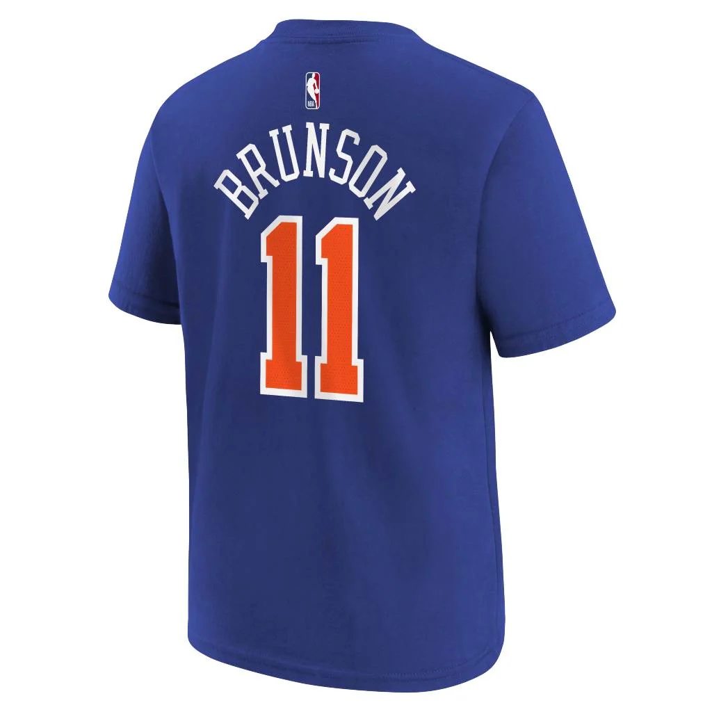NBA New York Knicks Jalen Brunson Youth Nike Icon Name & Number T-Shirt - Blue - Image 3