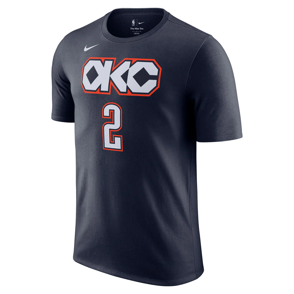 NBA Oklahoma City Thunder Shai Gilgeous-Alexander Nike 2025-26 City Edition Name & Number T-Shirt - Navy - Image 2