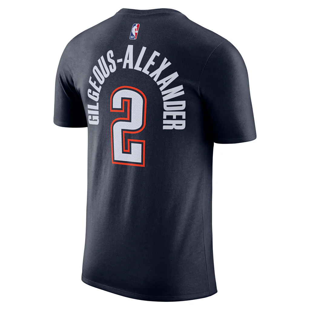 NBA Oklahoma City Thunder Shai Gilgeous-Alexander Nike 2025-26 City Edition Name & Number T-Shirt - Navy - Image 3