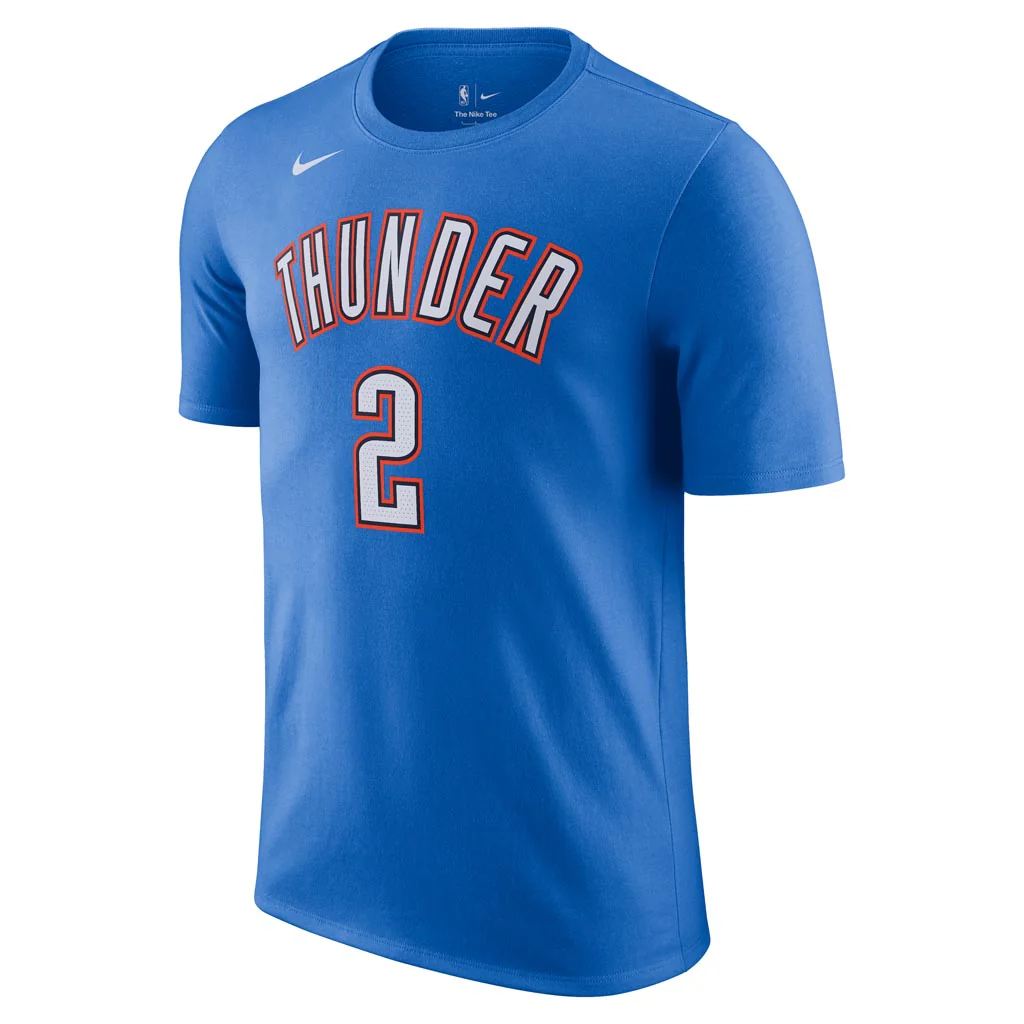 NBA Oklahoma City Thunder Shai Gilgeous-Alexander Nike Icon Name & Number T-Shirt - Blue - Image 2