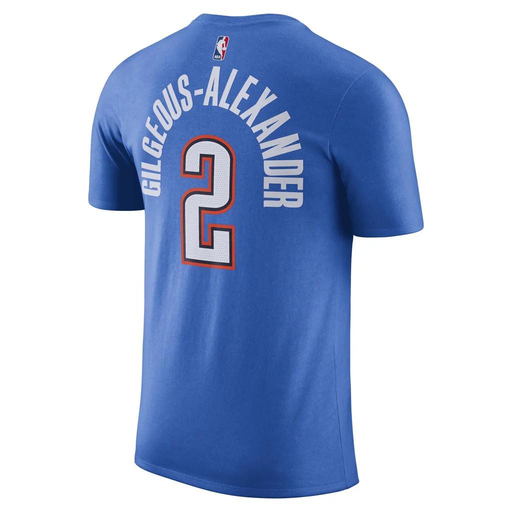 NBA Oklahoma City Thunder Shai Gilgeous-Alexander Nike Icon Name & Number T-Shirt - Blue - Image 3
