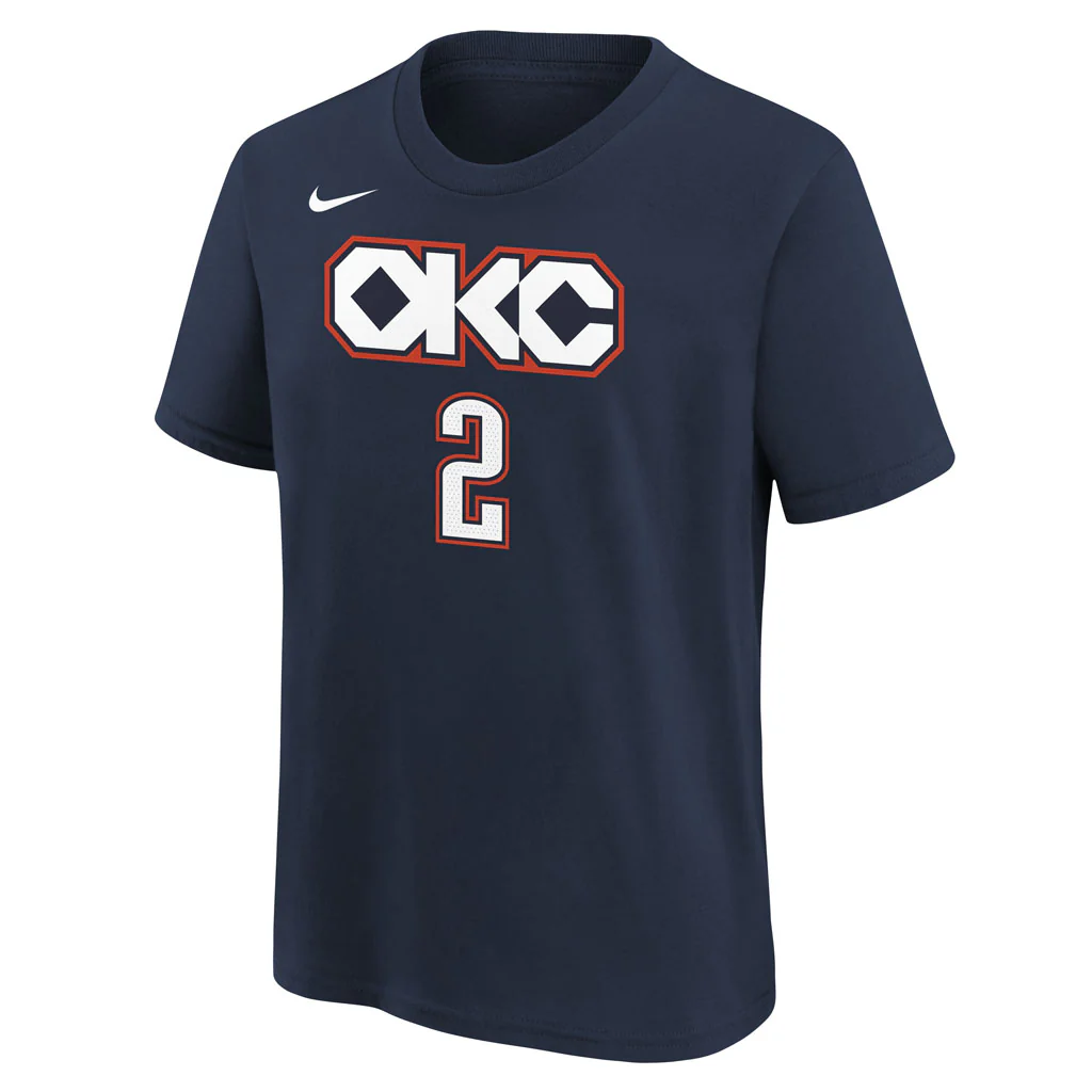 NBA Oklahoma City Thunder Shai Gilgeous-Alexander Youth Nike 2025-26 City Edition Name & Number Tee - Navy - Image 2