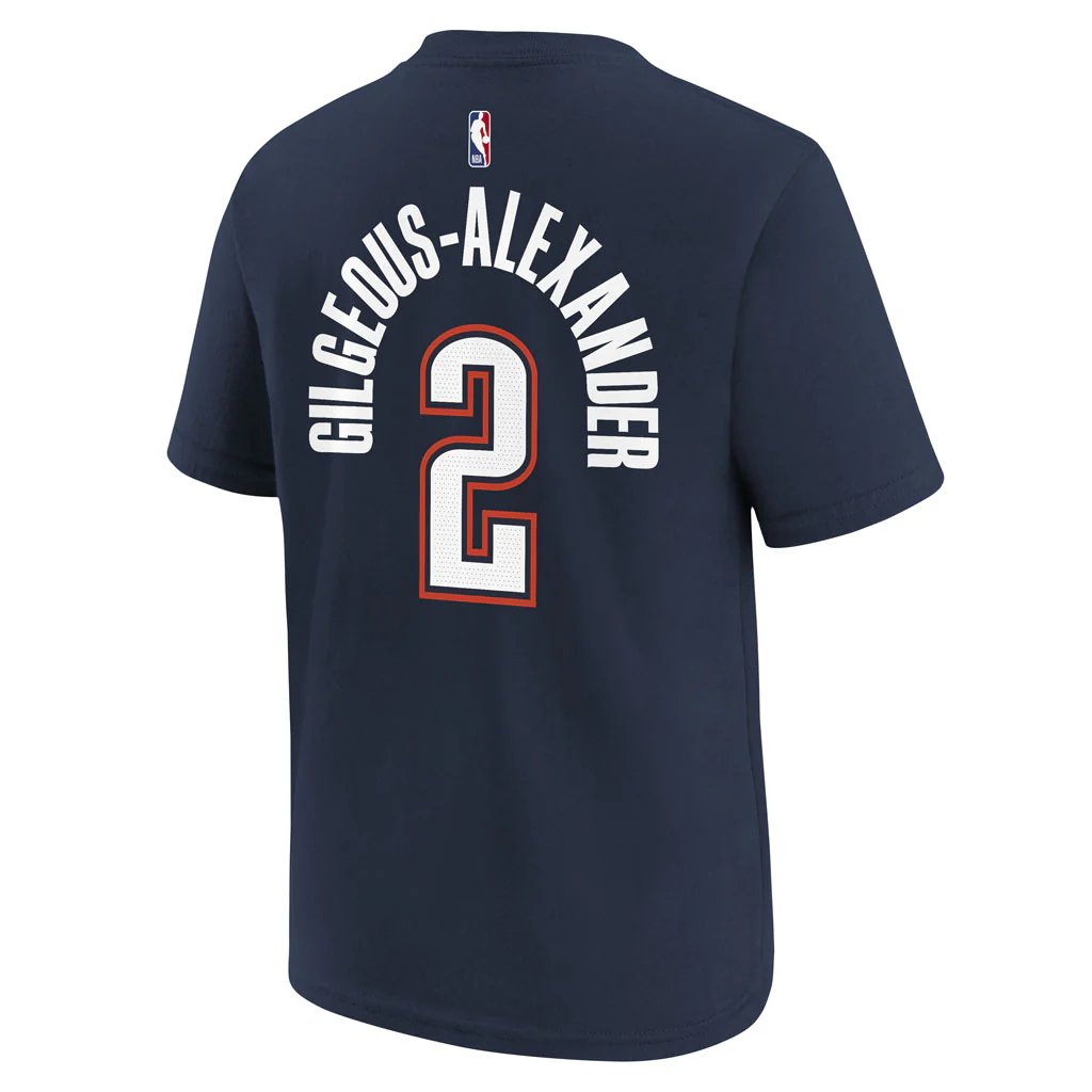 NBA Oklahoma City Thunder Shai Gilgeous-Alexander Youth Nike 2025-26 City Edition Name & Number Tee - Navy - Image 3
