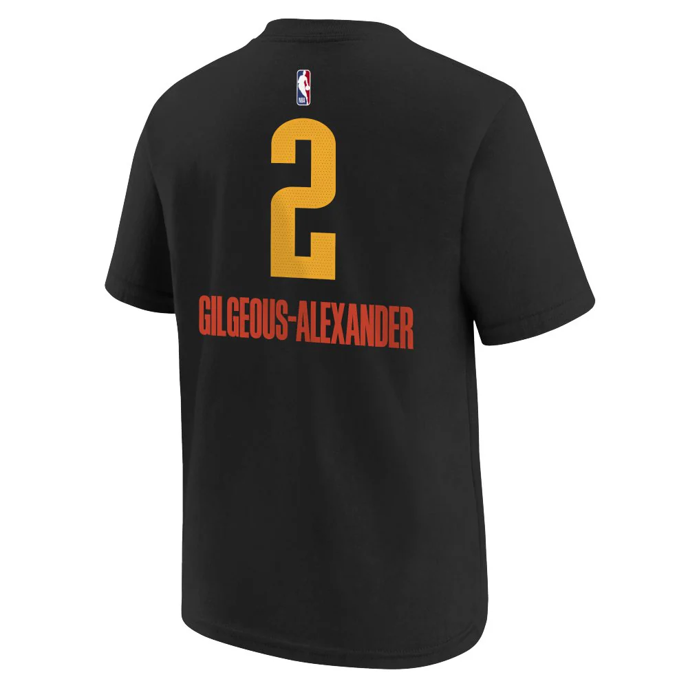 NBA Oklahoma City Thunder Shai Gilgeous-Alexander Youth Nike City Edition 2024/25 Name & Number T-Shirt - Black - Image 3