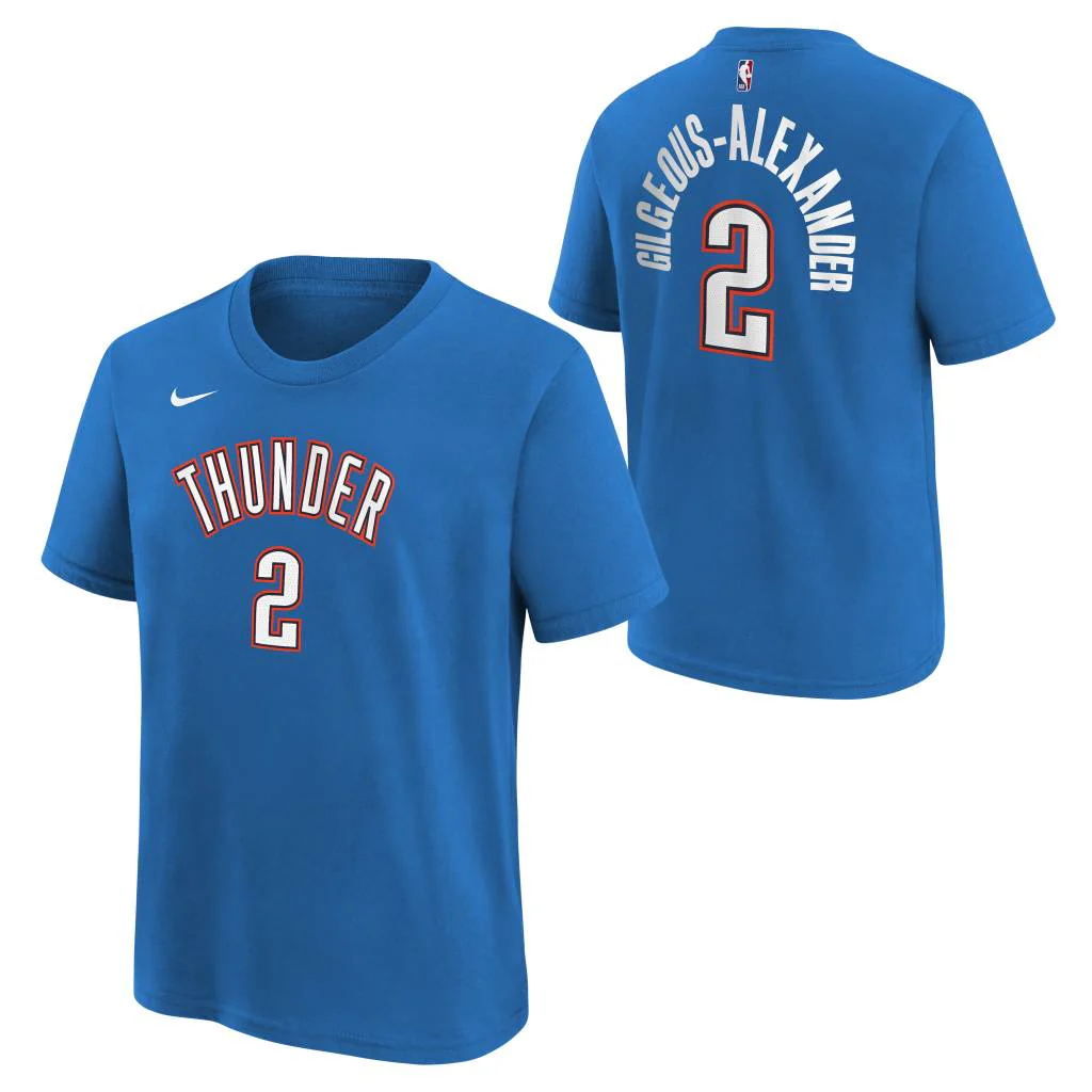 NBA Oklahoma City Thunder Shai Gilgeous-Alexander Youth Nike Icon Name & Number T-Shirt - Blue