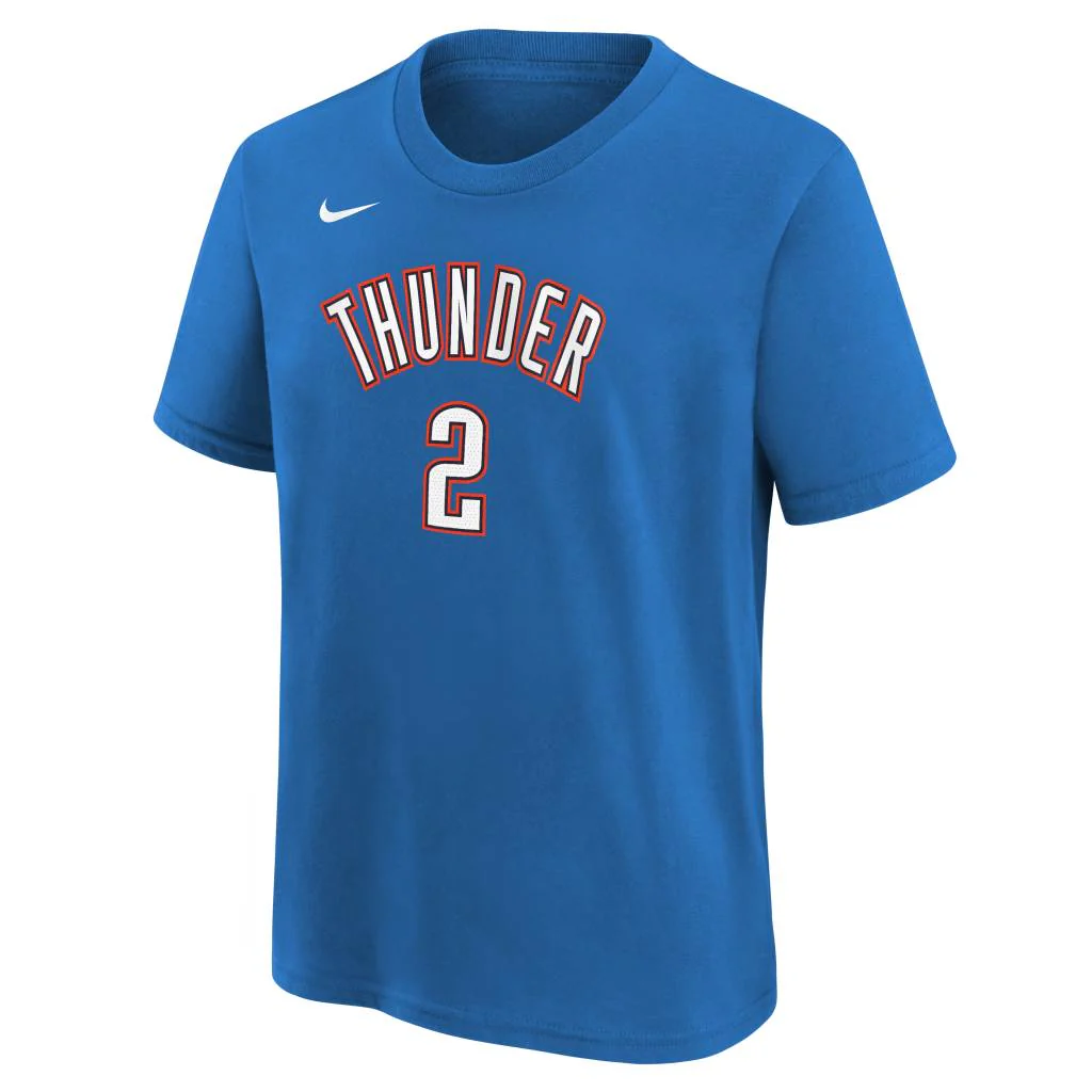 NBA Oklahoma City Thunder Shai Gilgeous-Alexander Youth Nike Icon Name & Number T-Shirt - Blue - Image 2