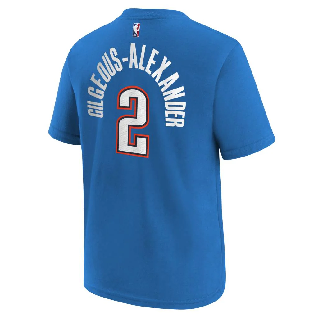 NBA Oklahoma City Thunder Shai Gilgeous-Alexander Youth Nike Icon Name & Number T-Shirt - Blue - Image 3