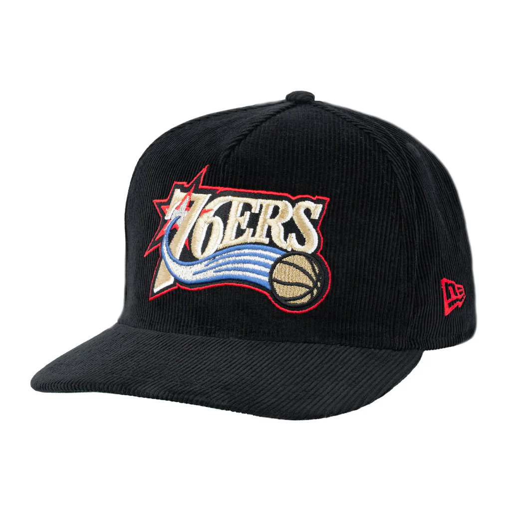 NBA Philadelphia 76ers New Era All Corduroy 9FIFTY A-Frame Snapback Hat - Black