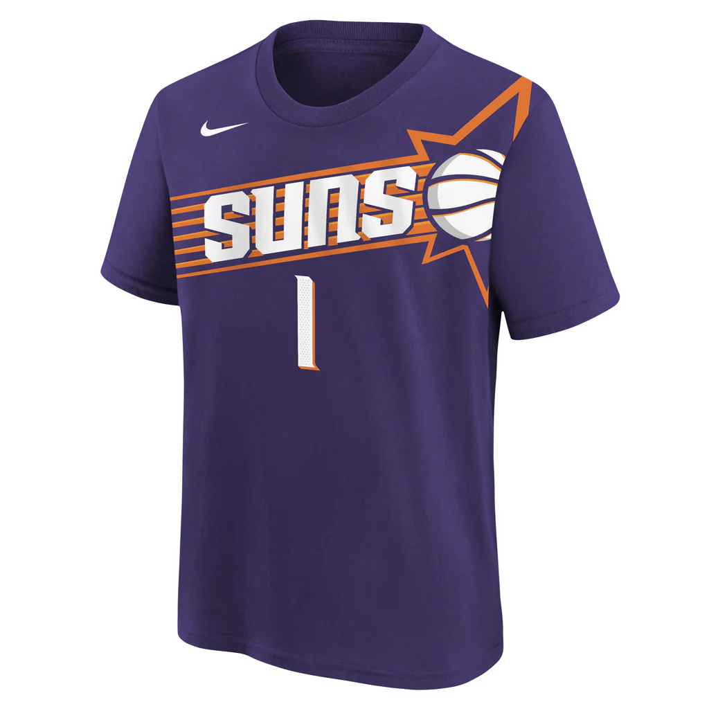 NBA Phoenix Suns Devin Booker Kid Nike Icon Name & Number T-Shirt - Purple - Image 2