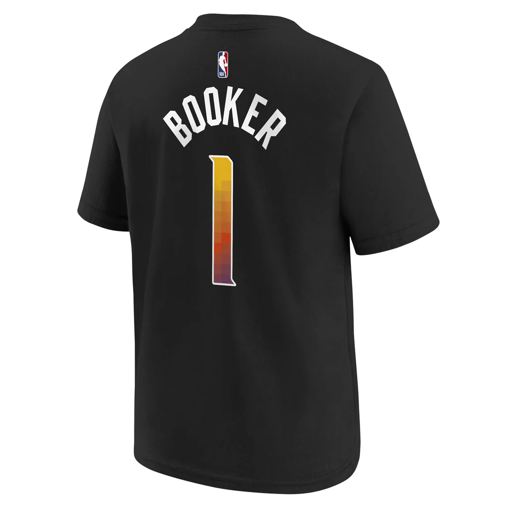 NBA Phoenix Suns Devin Booker Kids Jordan Statement Edition Name & Number T-Shirt - Black - Image 3