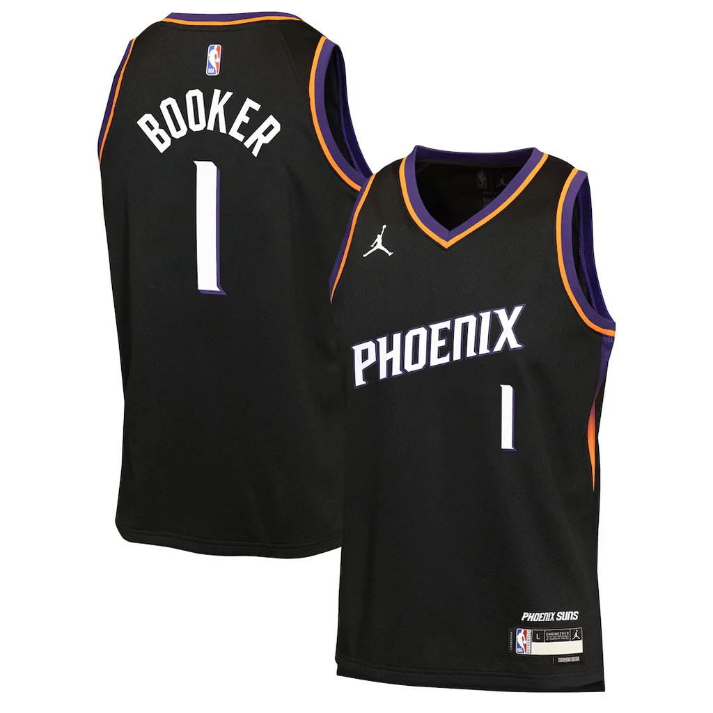 NBA Phoenix Suns Devin Booker Youth Jordan 2025-26 Statement Swingman Jersey - Black