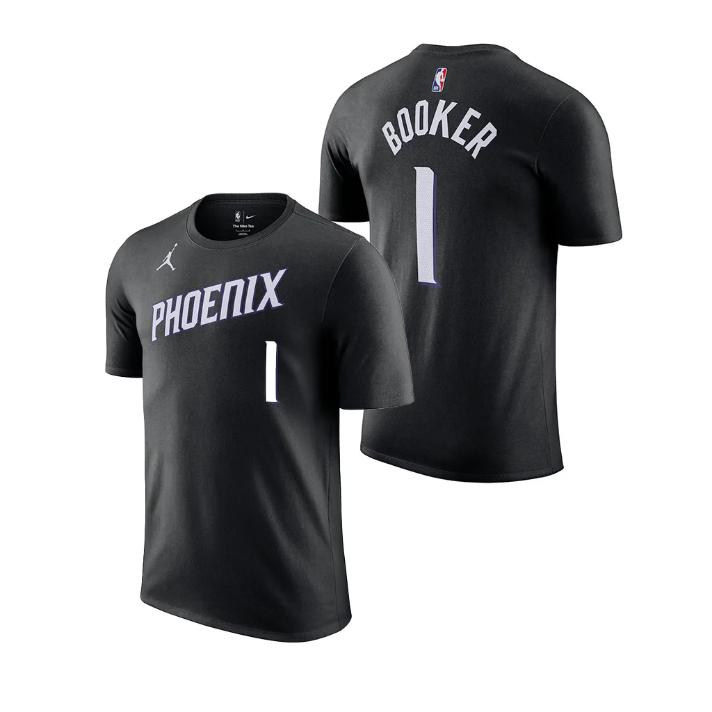 NBA Phoenix Suns Devin Booker Youth Jordan Statement Name & Number T-Shirt - Black