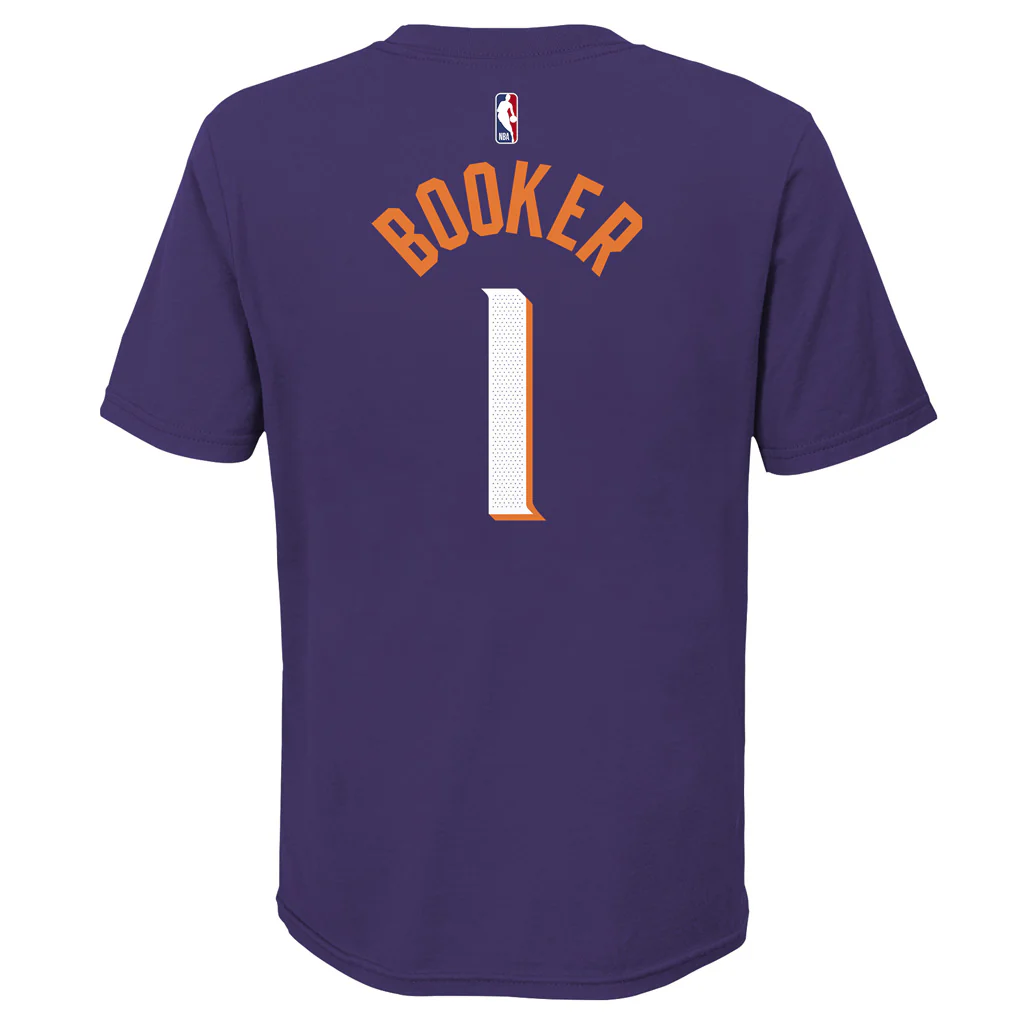 NBA Phoenix Suns Devin Booker Youth Nike Icon Name & Number T-Shirt - Purple - Image 3