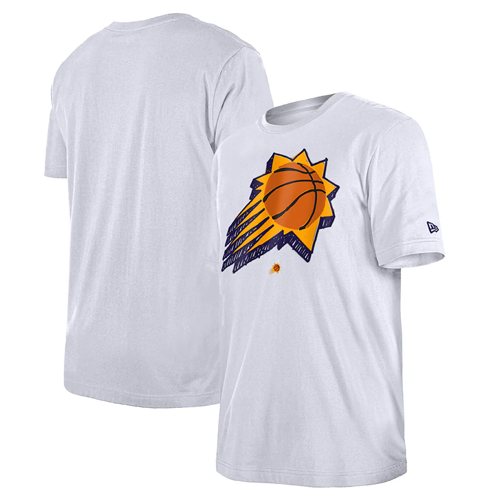 NBA Phoenix Suns New Era Doodle Shooting Ball T-Shirt - White