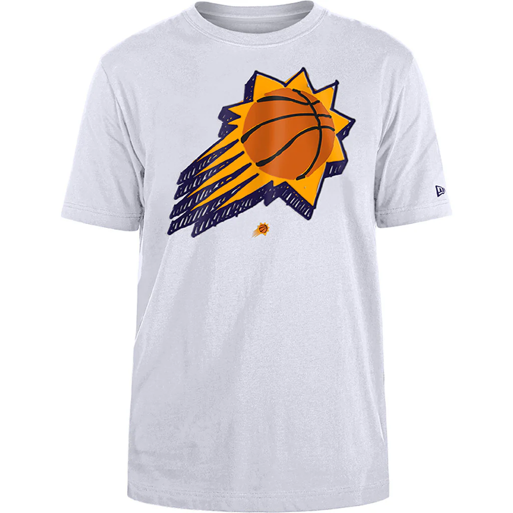 NBA Phoenix Suns New Era Doodle Shooting Ball T-Shirt - White - Image 2