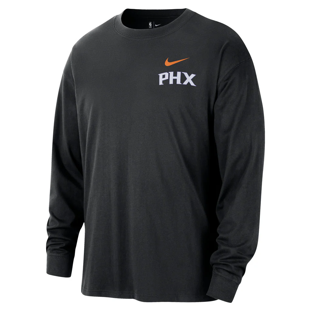 NBA Phoenix Suns Nike 2025-26 City Edition Logo Essential Long Sleeve T-Shirt - Black - Image 2