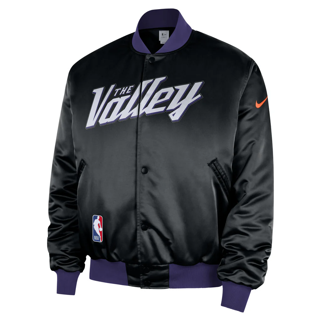 NBA Phoenix Suns Nike 2025-26 City Edition Premium Bomber Jacket - Black - Image 2