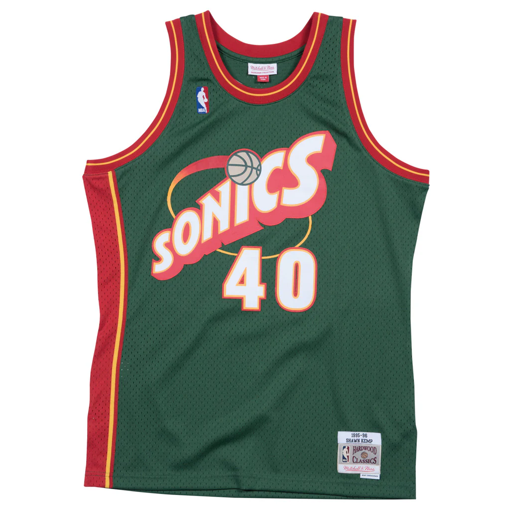 NBA Seattle Supersonics Shawn Kemp Mitchell & Ness '95 Retro Swingman Jersey